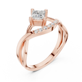 14K Rose Gold Princess-Cut Infinity Wave Diamond Ring