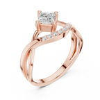 14K Rose Gold Princess-Cut Infinity Wave Diamond Ring