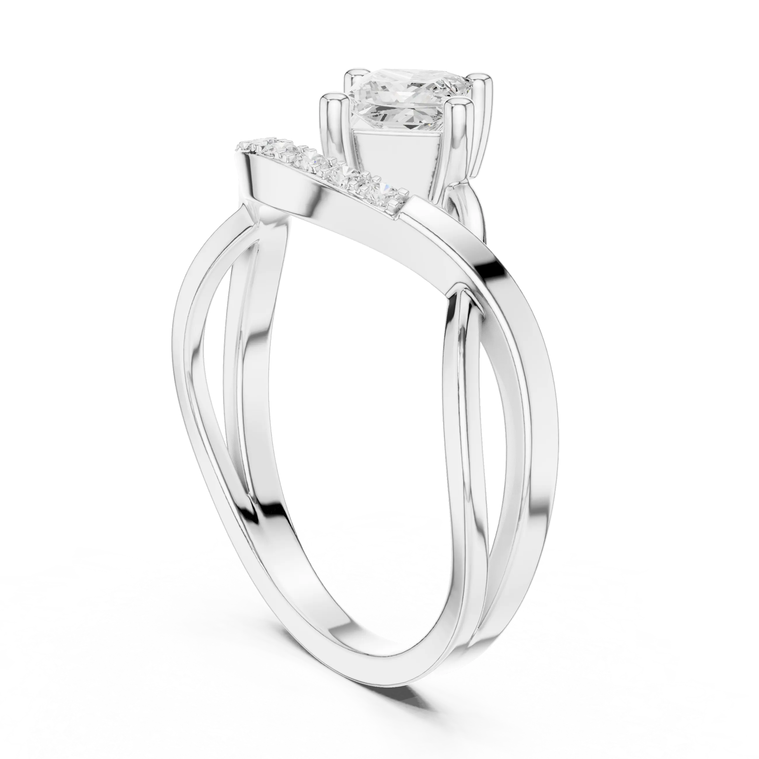 14K Rose Gold Princess-Cut Infinity Wave Diamond Ring