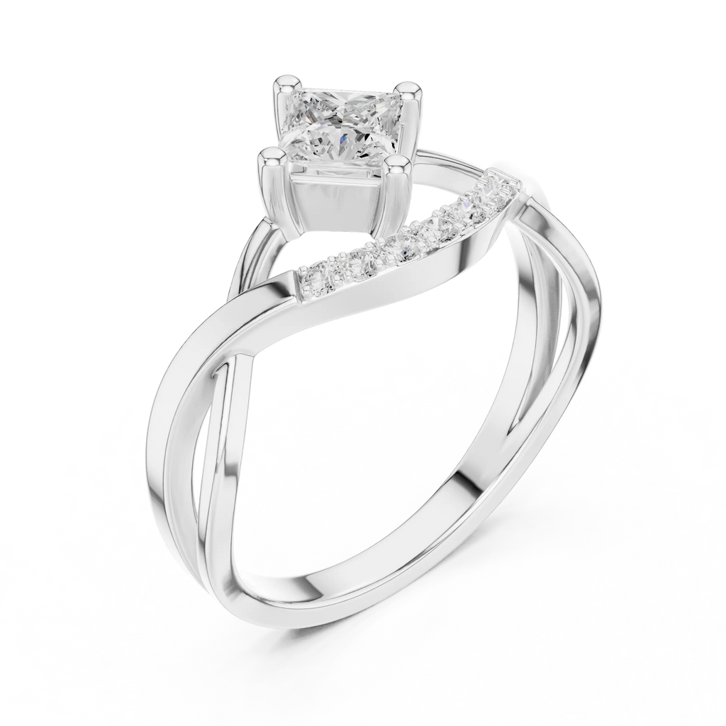 14K Rose Gold Princess-Cut Infinity Wave Diamond Ring