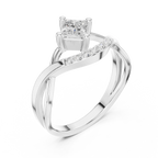 14K Rose Gold Princess-Cut Infinity Wave Diamond Ring