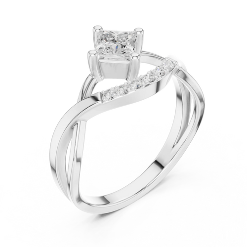 14K Rose Gold Princess-Cut Infinity Wave Diamond Ring