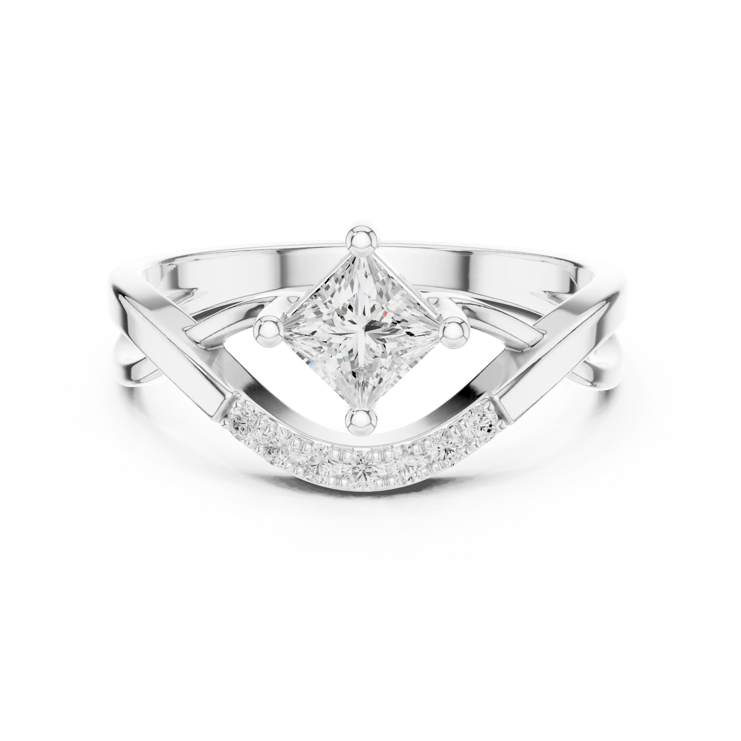 14K Rose Gold Princess-Cut Infinity Wave Diamond Ring
