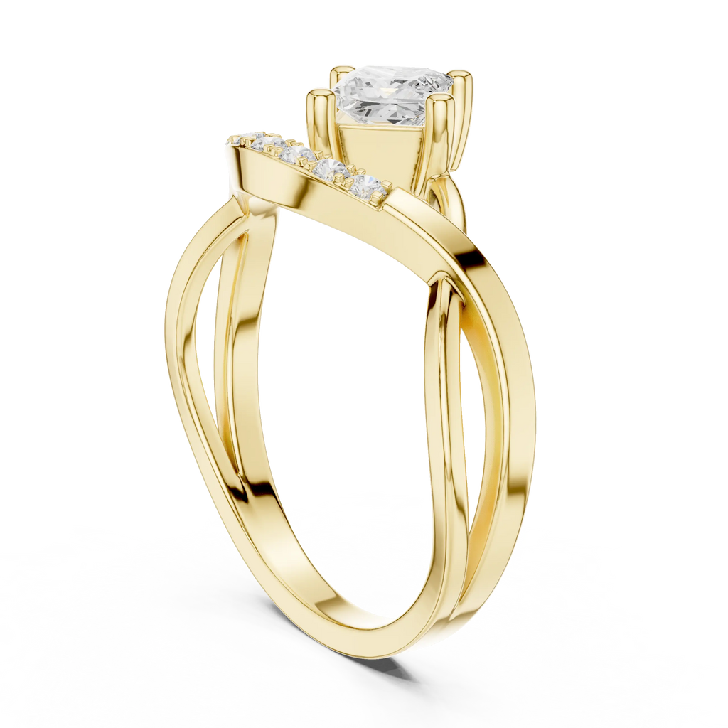 14K Rose Gold Princess-Cut Infinity Wave Diamond Ring