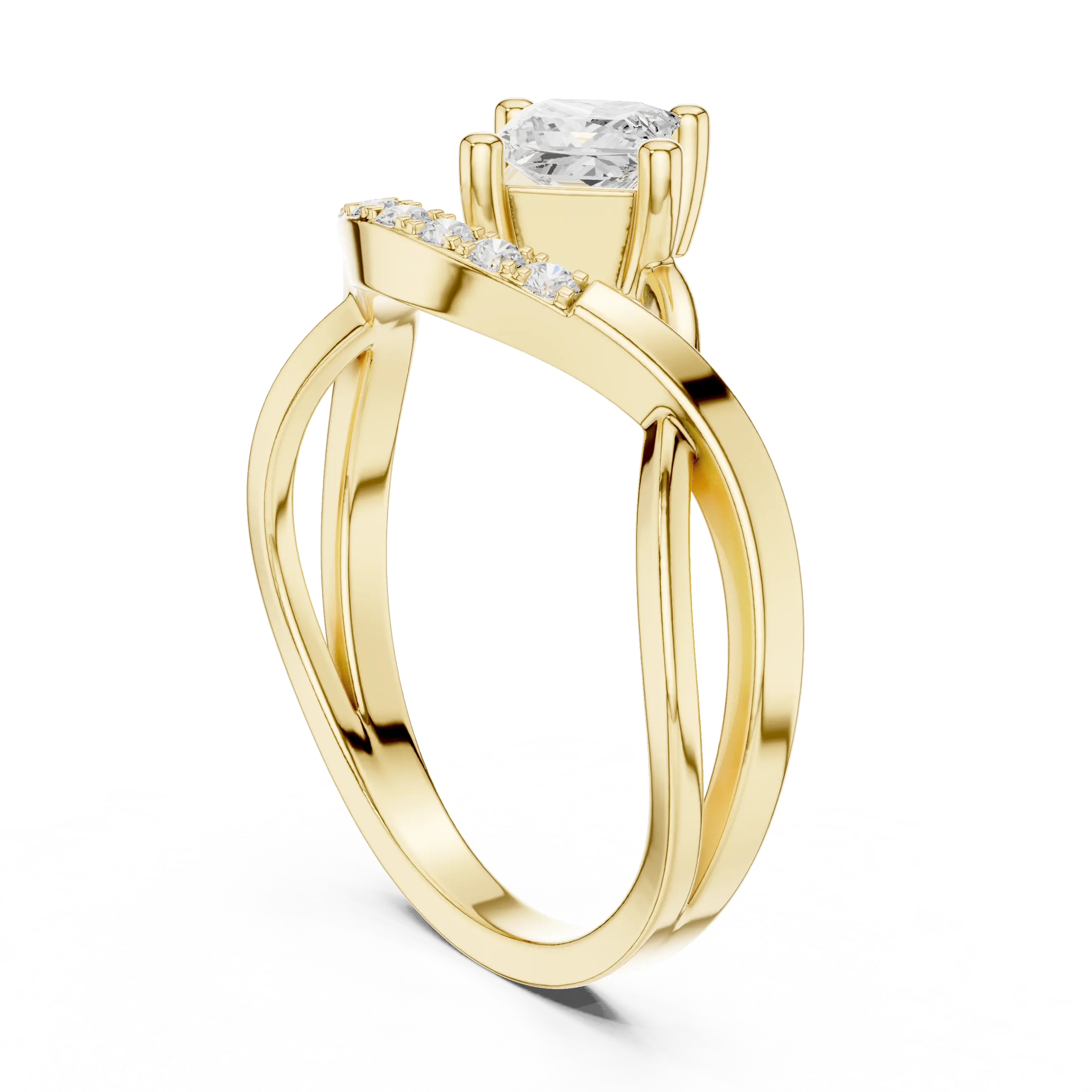 14K Rose Gold Princess-Cut Infinity Wave Diamond Ring