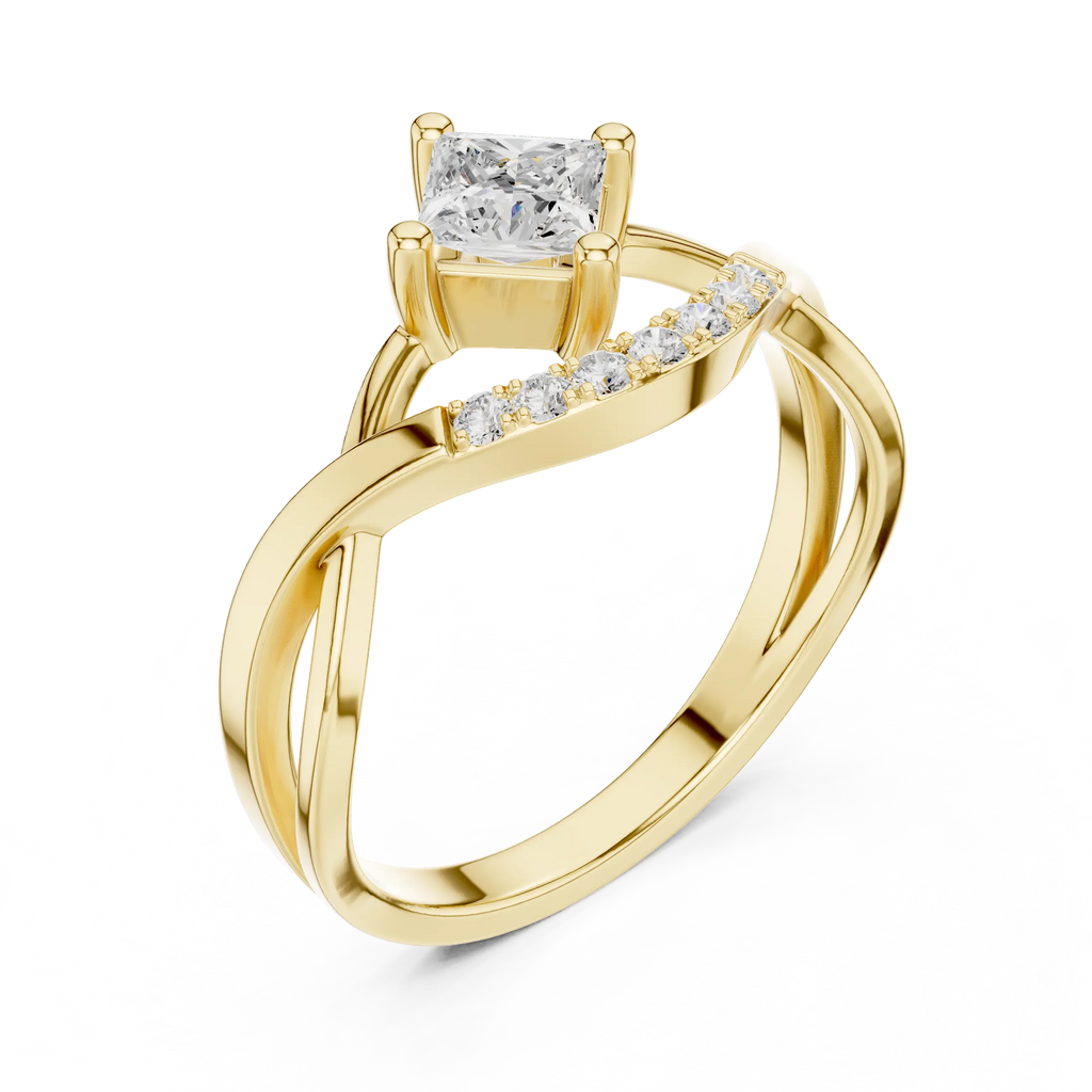 14K Rose Gold Princess-Cut Infinity Wave Diamond Ring