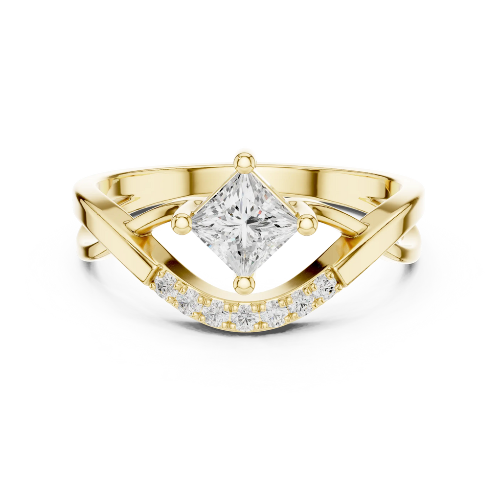 14K Rose Gold Princess-Cut Infinity Wave Diamond Ring