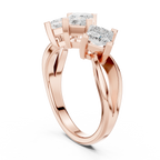18K Yellow Gold Three-Stone Princess-Cut Diamond Trinity Ring