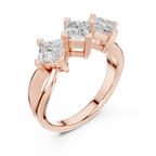 18K Yellow Gold Three-Stone Princess-Cut Diamond Trinity Ring