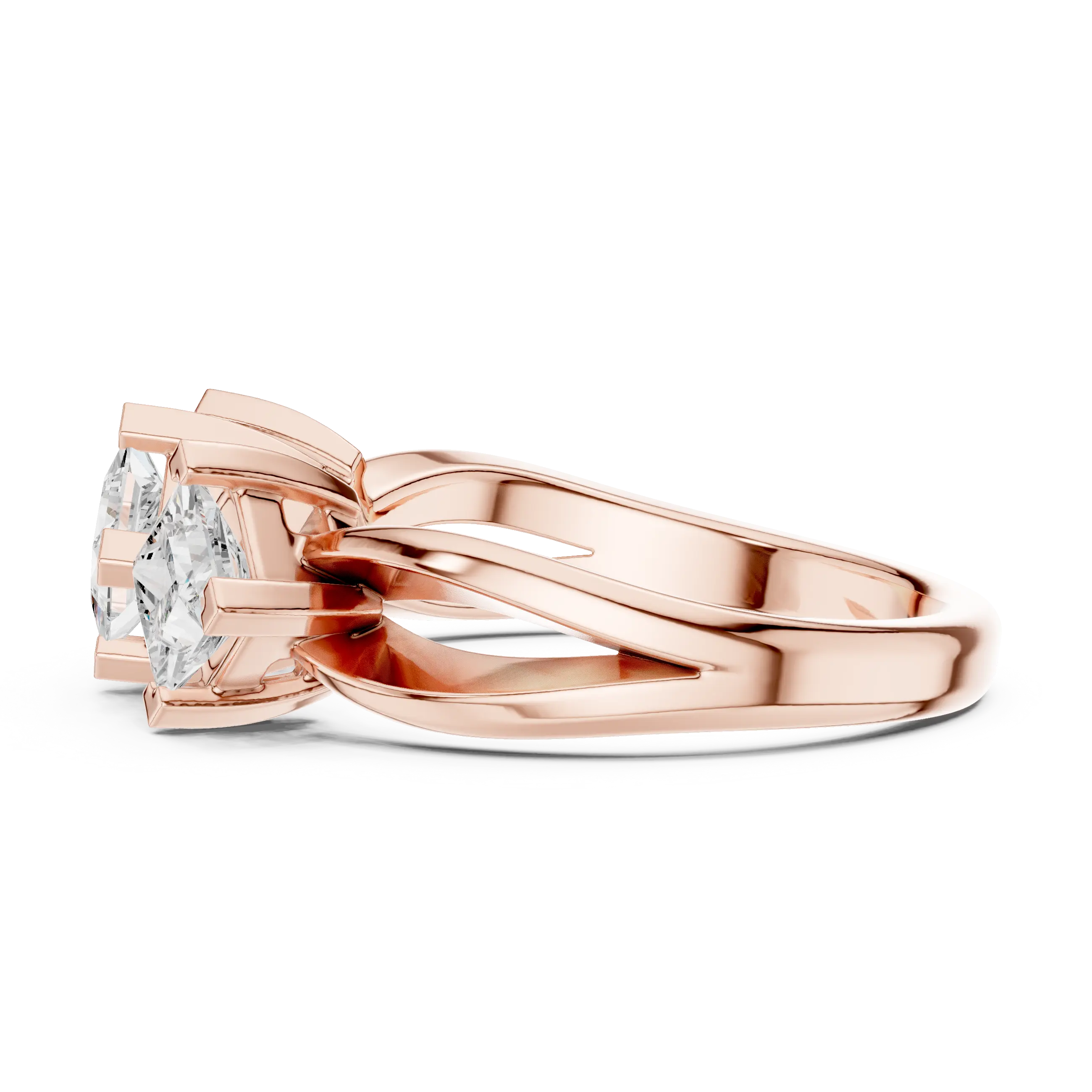 18K Yellow Gold Three-Stone Princess-Cut Diamond Trinity Ring