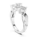 18K Yellow Gold Three-Stone Princess-Cut Diamond Trinity Ring