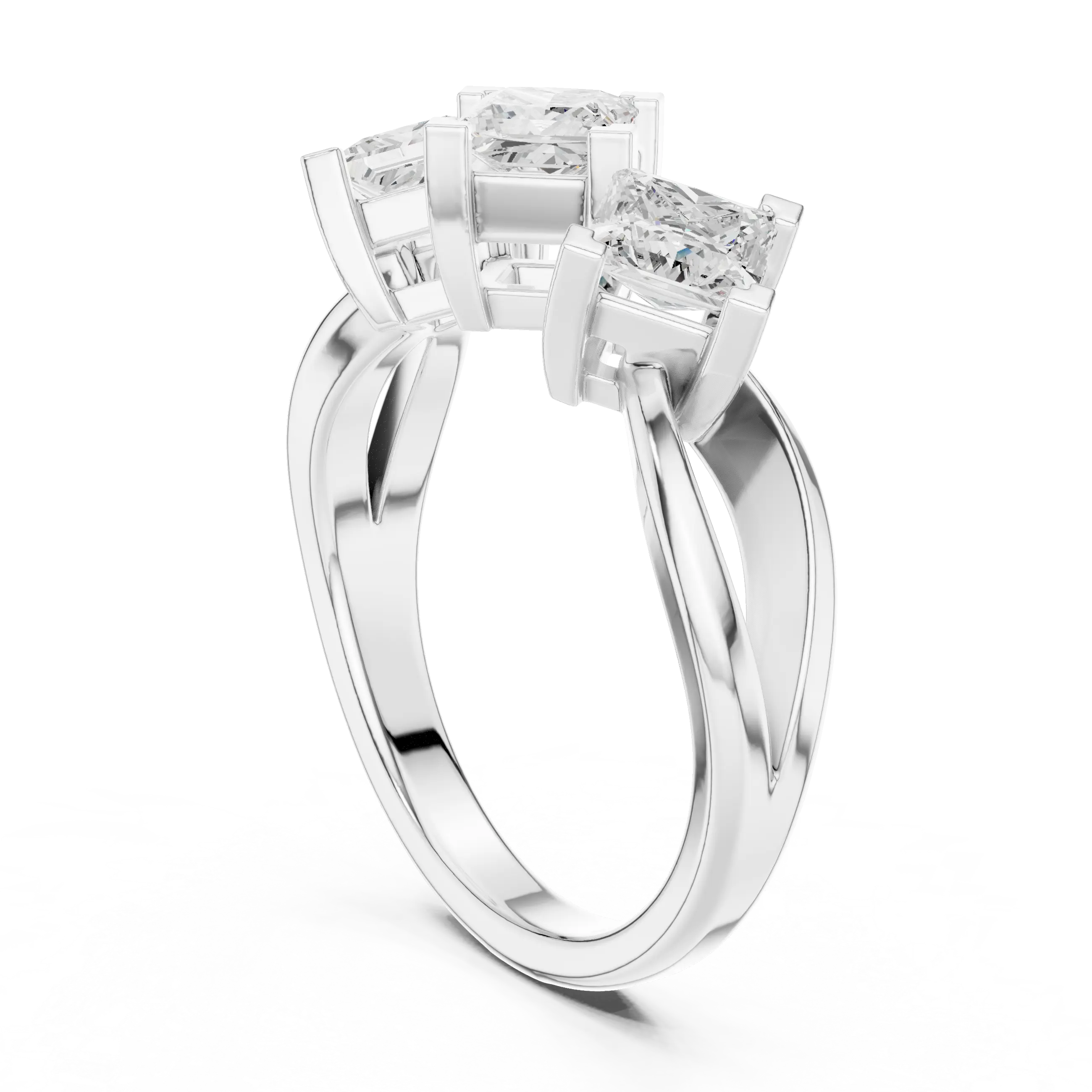 18K Yellow Gold Three-Stone Princess-Cut Diamond Trinity Ring