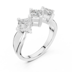 18K Yellow Gold Three-Stone Princess-Cut Diamond Trinity Ring