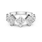 18K Yellow Gold Three-Stone Princess-Cut Diamond Trinity Ring