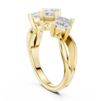 18K Yellow Gold Three-Stone Princess-Cut Diamond Trinity Ring