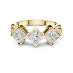 18K Yellow Gold Three-Stone Princess-Cut Diamond Trinity Ring
