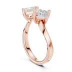 14K White Gold Toi et Moi Dual Princess-Cut Diamond Ring