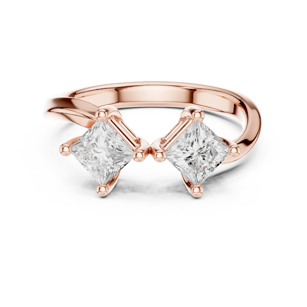 14K White Gold Toi et Moi Dual Princess-Cut Diamond Ring