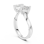 14K White Gold Toi et Moi Dual Princess-Cut Diamond Ring