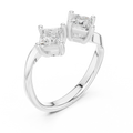 14K White Gold Toi et Moi Dual Princess-Cut Diamond Ring