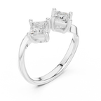 14K White Gold Toi et Moi Dual Princess-Cut Diamond Ring