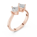18K Rose Gold Toi et Moi Dual Princess-Cut Diamond Ring