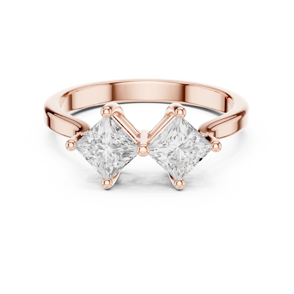 18K Rose Gold Toi et Moi Dual Princess-Cut Diamond Ring