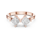 18K Rose Gold Toi et Moi Dual Princess-Cut Diamond Ring