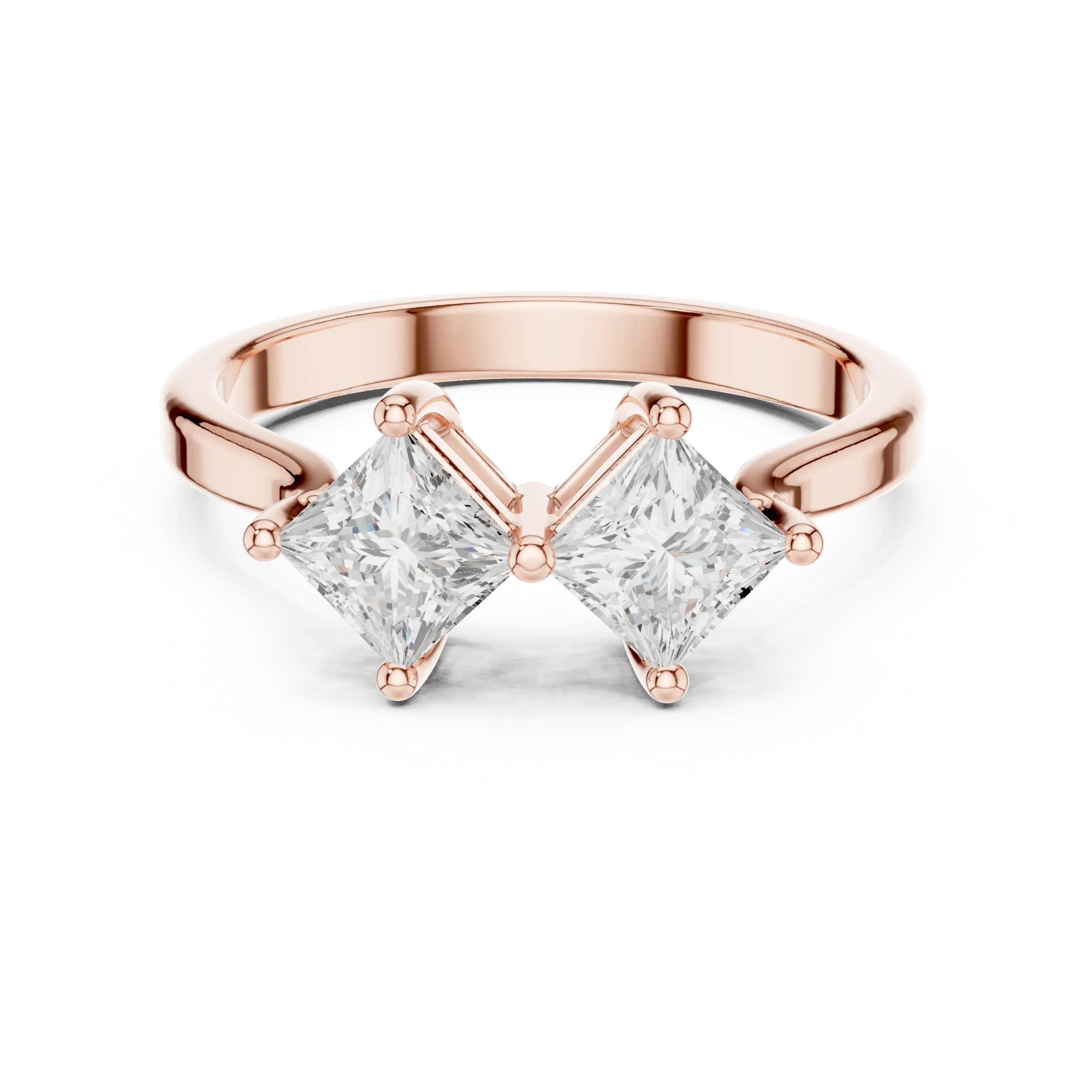 18K Rose Gold Toi et Moi Dual Princess-Cut Diamond Ring