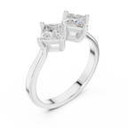 18K Rose Gold Toi et Moi Dual Princess-Cut Diamond Ring