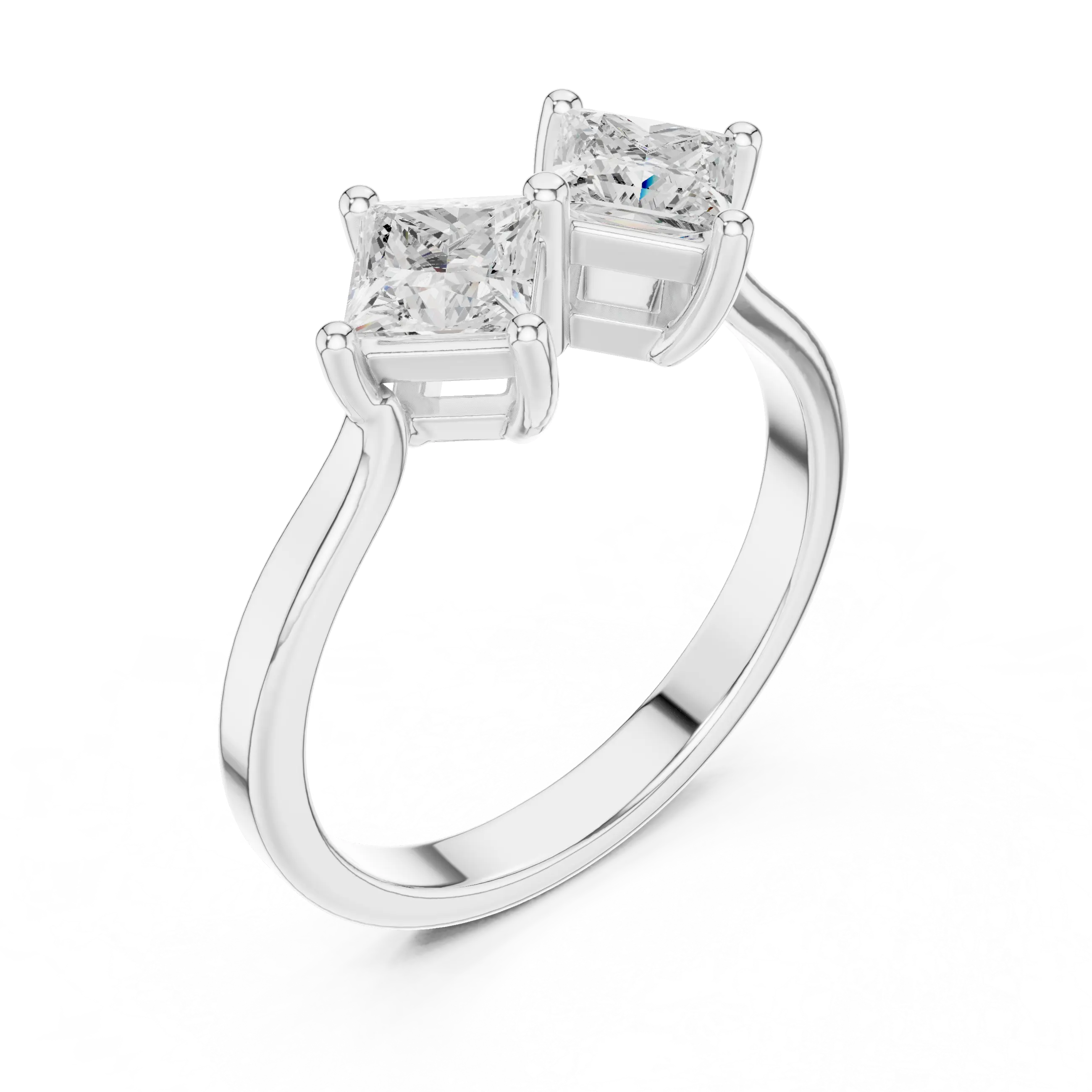 18K Rose Gold Toi et Moi Dual Princess-Cut Diamond Ring