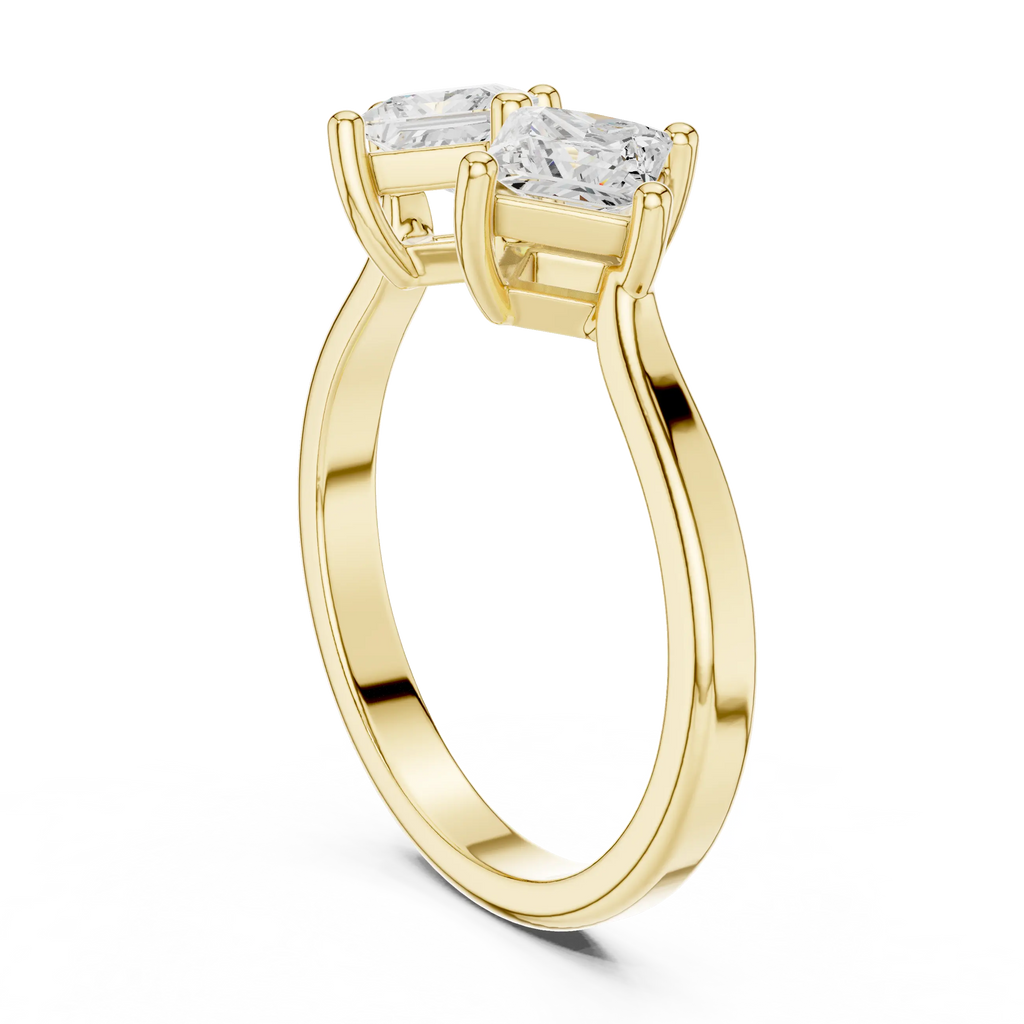 18K Rose Gold Toi et Moi Dual Princess-Cut Diamond Ring