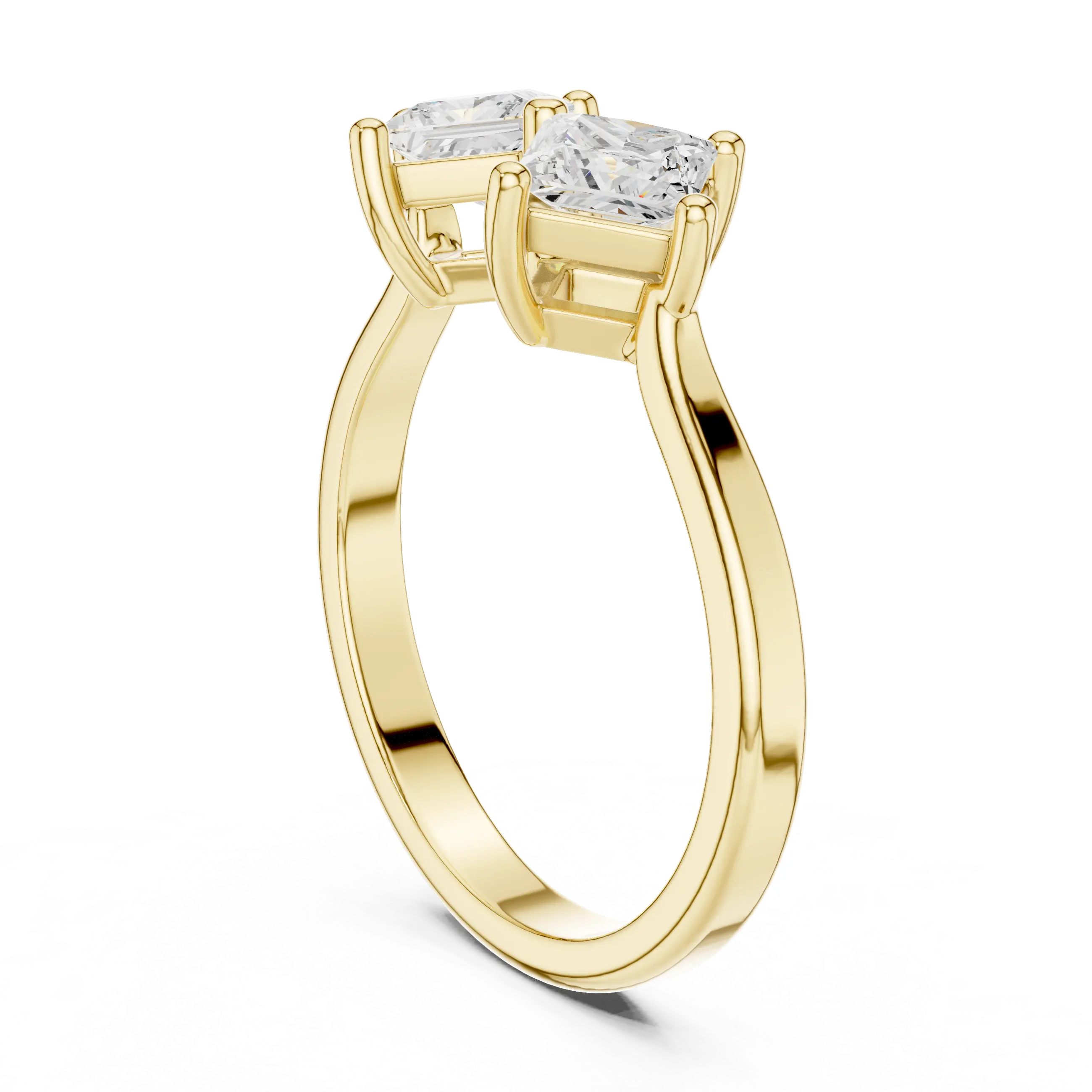 18K Rose Gold Toi et Moi Dual Princess-Cut Diamond Ring