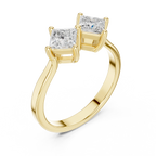 18K Rose Gold Toi et Moi Dual Princess-Cut Diamond Ring