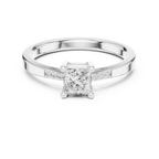 14K Yellow Gold Princess-Cut Tapered Pavé Accent Diamond Engagement Ring