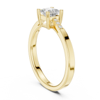 14K Yellow Gold Princess-Cut Tapered Pavé Accent Diamond Engagement Ring