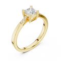 14K Yellow Gold Princess-Cut Tapered Pavé Accent Diamond Engagement Ring