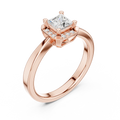 10K Rose Gold Princess-Cut Square Halo Diamond Ring