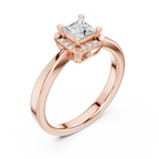 10K Rose Gold Princess-Cut Square Halo Diamond Ring