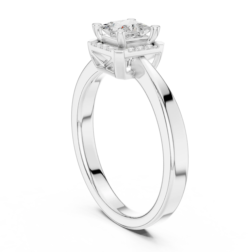 10K Rose Gold Princess-Cut Square Halo Diamond Ring