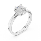 10K Rose Gold Princess-Cut Square Halo Diamond Ring