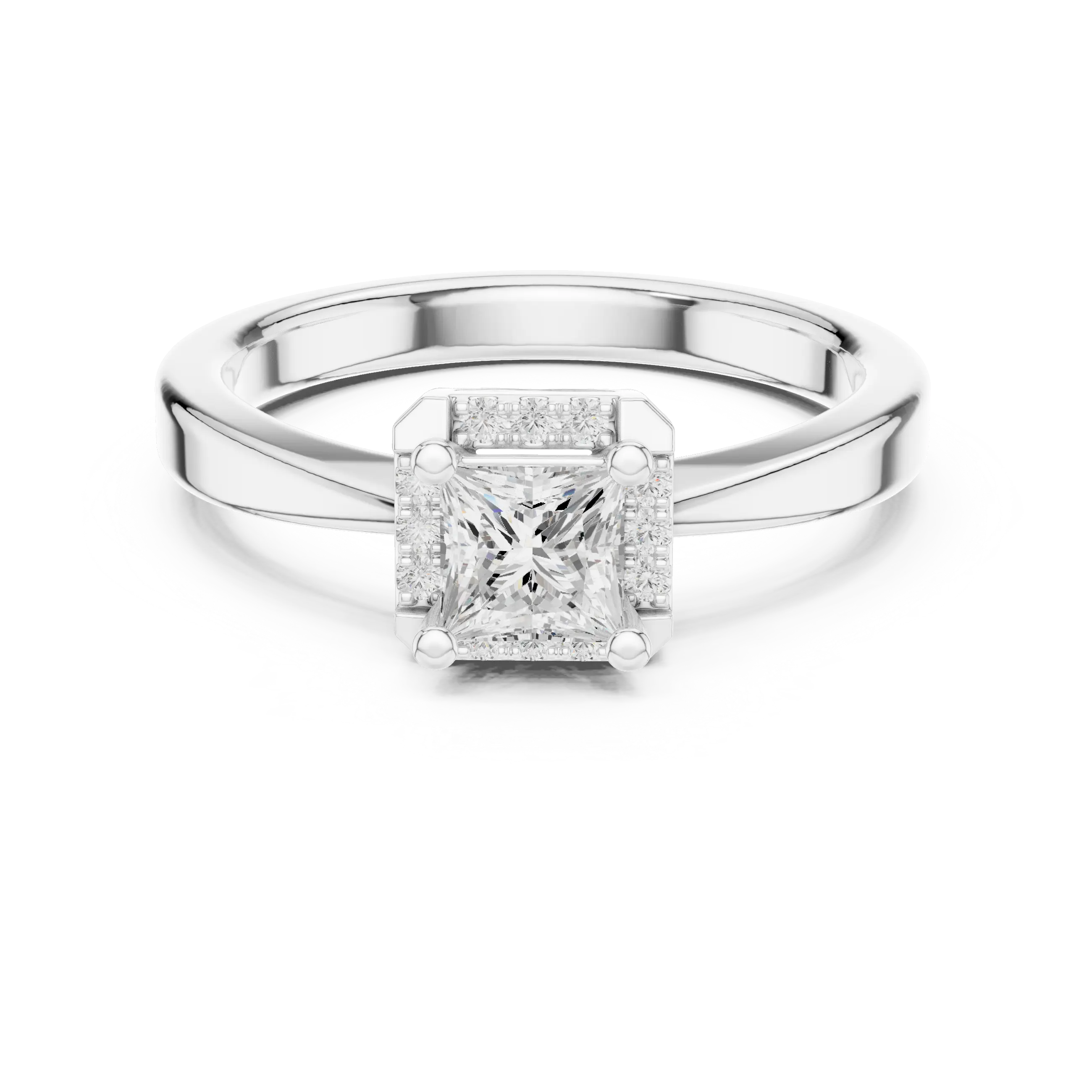 10K Rose Gold Princess-Cut Square Halo Diamond Ring