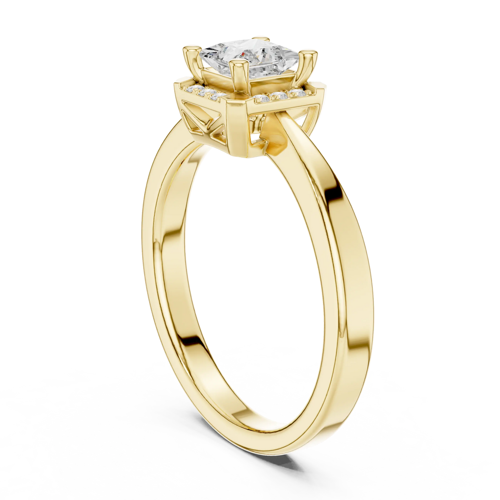10K Rose Gold Princess-Cut Square Halo Diamond Ring