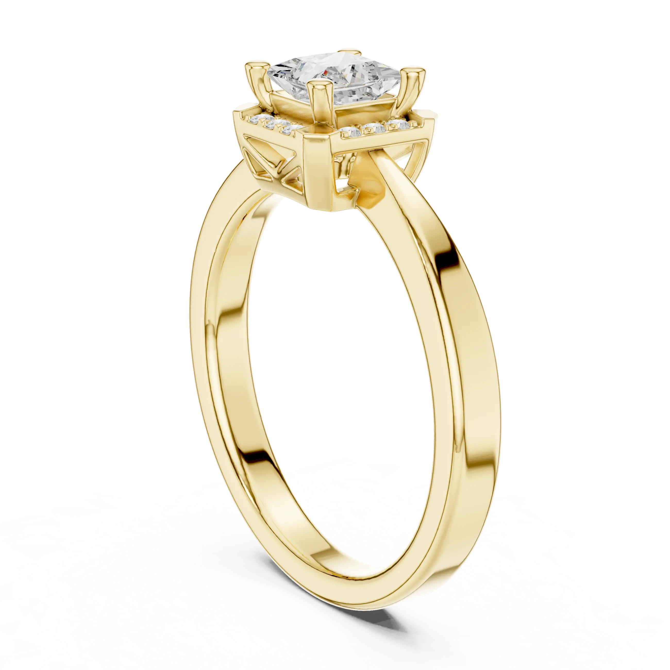 10K Rose Gold Princess-Cut Square Halo Diamond Ring