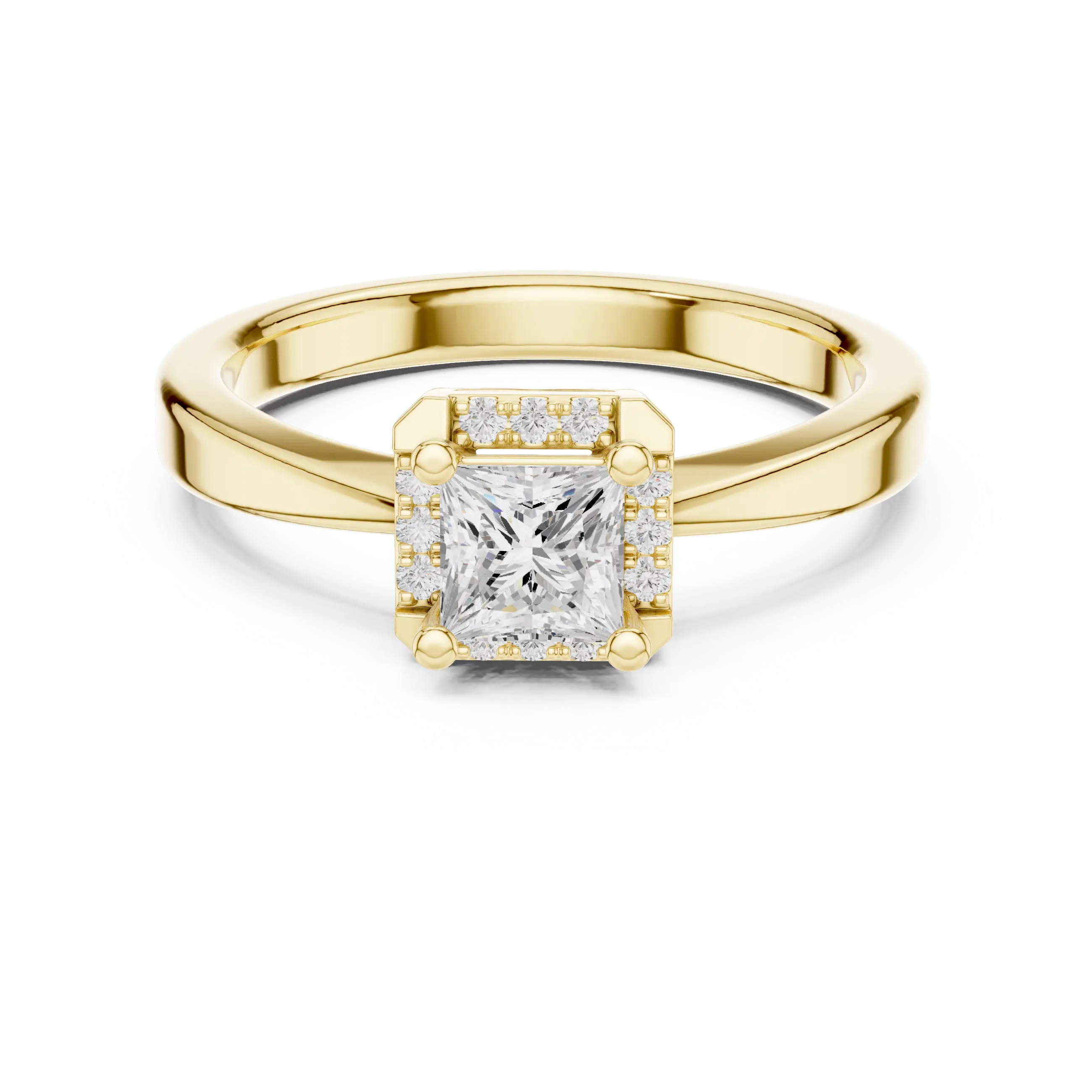 10K Rose Gold Princess-Cut Square Halo Diamond Ring