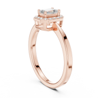 14K White Gold Emerald-Cut Octagon Halo Diamond Engagement Ring
