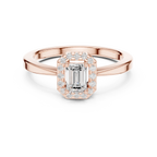 14K White Gold Emerald-Cut Octagon Halo Diamond Engagement Ring