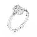 14K White Gold Emerald-Cut Octagon Halo Diamond Engagement Ring