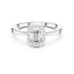 14K White Gold Emerald-Cut Octagon Halo Diamond Engagement Ring