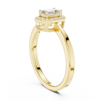14K White Gold Emerald-Cut Octagon Halo Diamond Engagement Ring